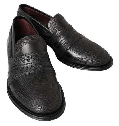 Dolce &amp;amp; Gabbana svarta läderloafers med sömmar