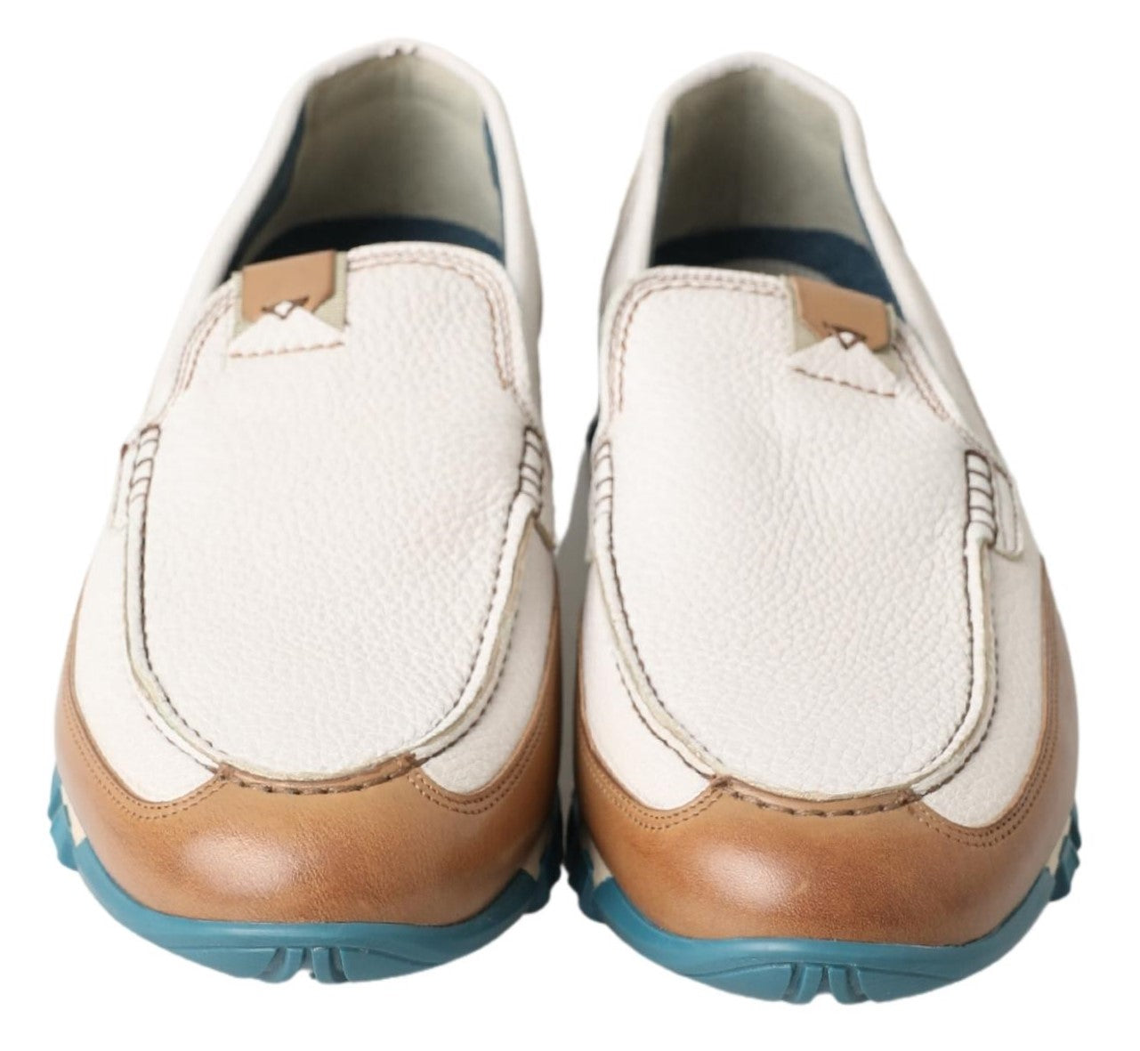 Dolce &amp; Gabbana White Leather Loafers Moccasins Shoes