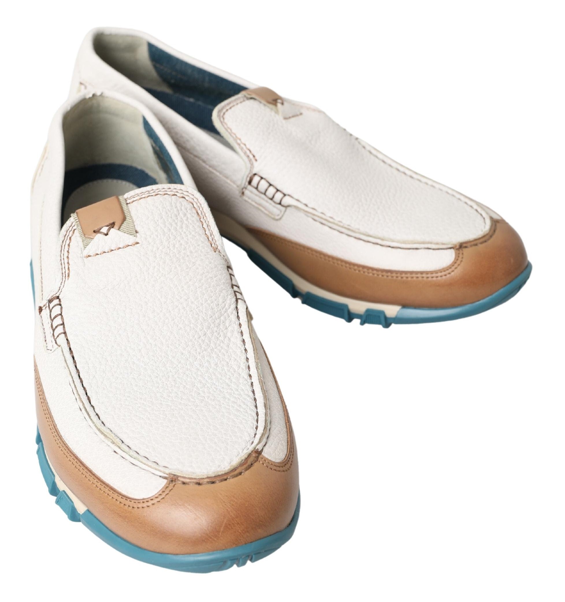 Dolce &amp; Gabbana White Leather Loafers Moccasins Shoes