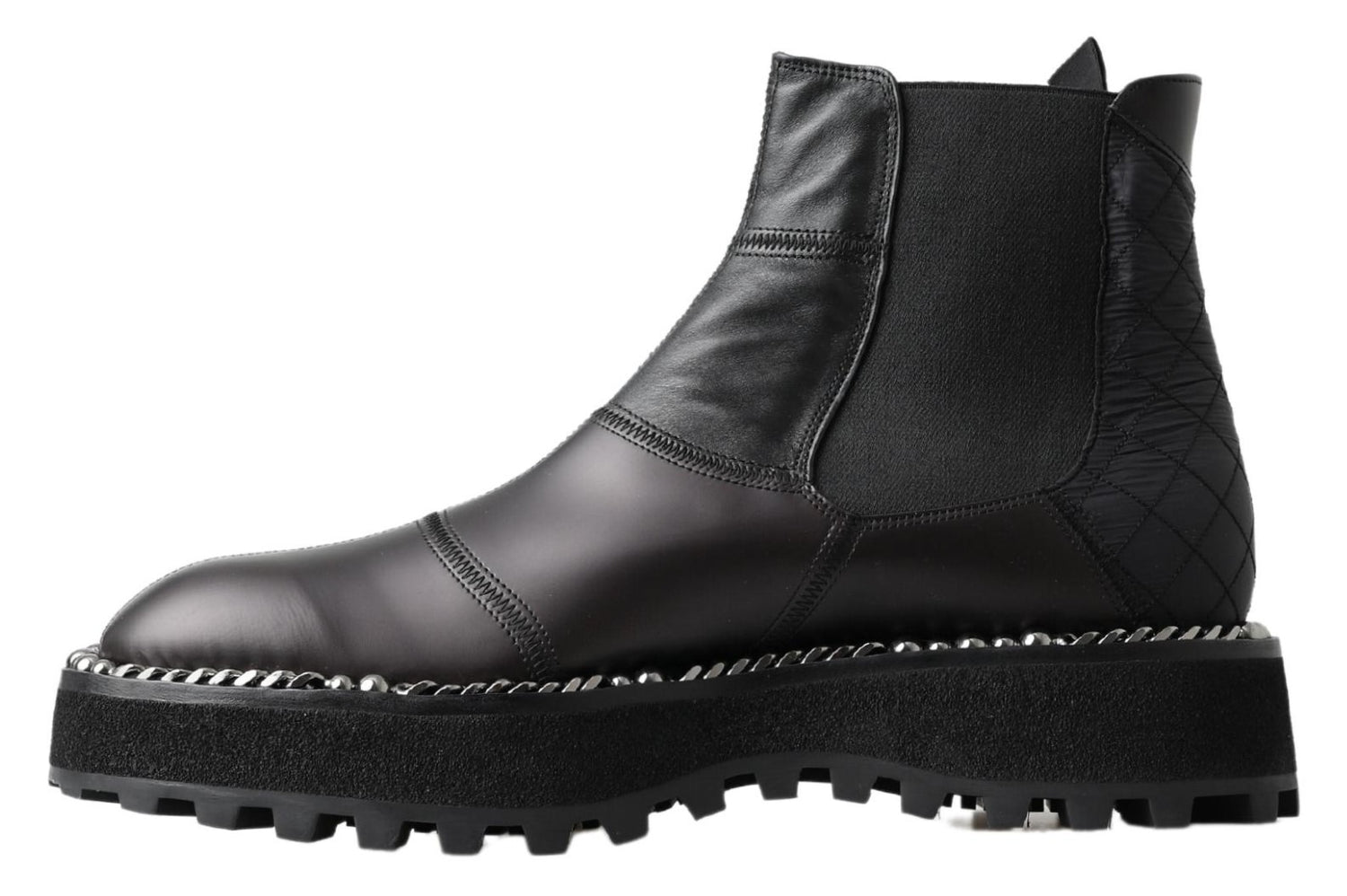 Dolce &amp; Gabbana Black Leather Slip on Stretch Boots