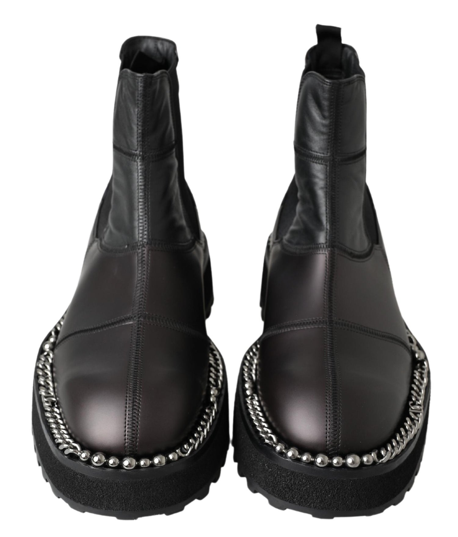 Dolce &amp; Gabbana Black Leather Slip on Stretch Boots