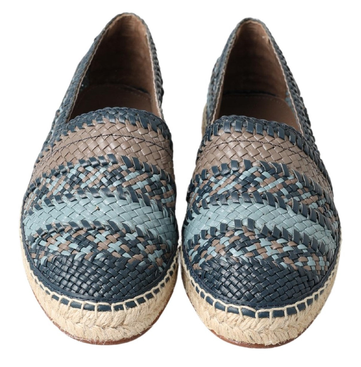 Dolce &amp; Gabbana Blue Gray Leather Buffalo Espadrille Shoes