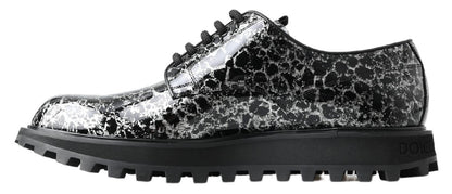 Dolce &amp;amp; Gabbana Svarta Vita Derbyskor i Lackläder