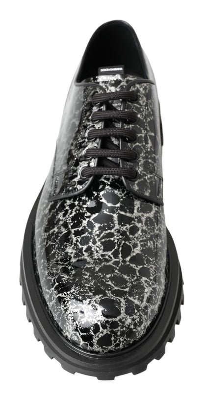 Dolce &amp;amp; Gabbana Svarta Vita Derbyskor i Lackläder