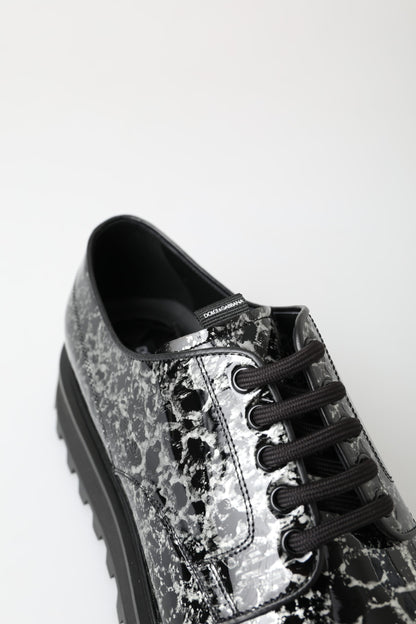 Dolce &amp;amp; Gabbana Svarta Vita Derbyskor i Lackläder