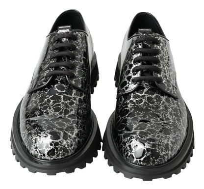 Dolce &amp;amp; Gabbana Svarta Vita Derbyskor i Lackläder