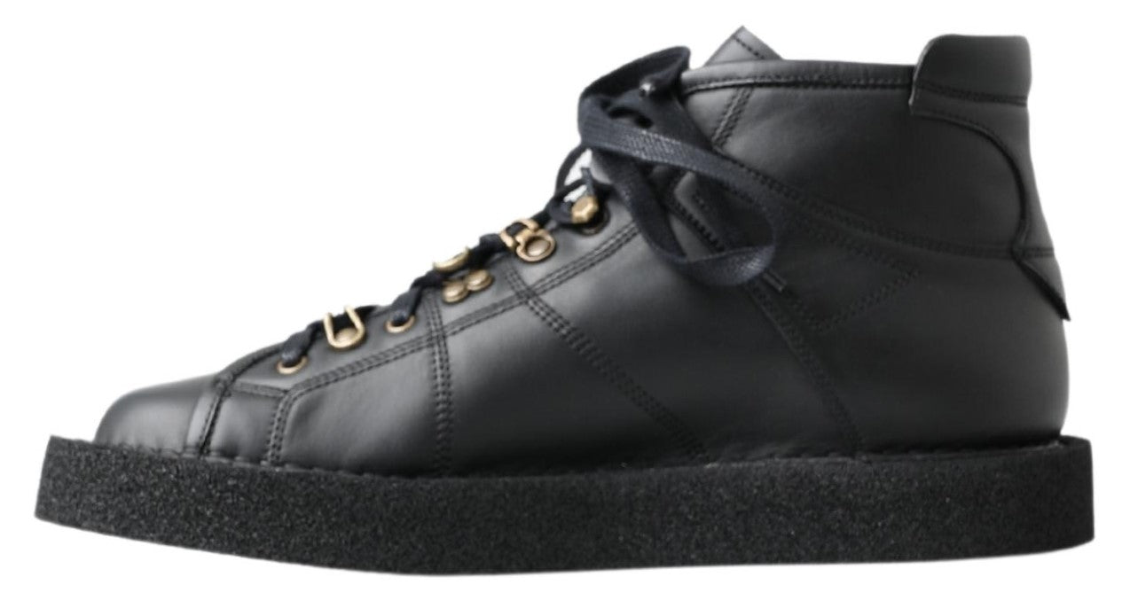 Dolce &amp; Gabbana Black Leather Slip on Stretch Boots