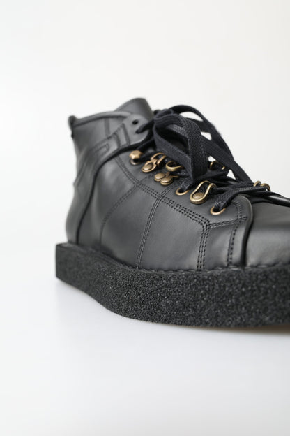 Dolce &amp; Gabbana Black Leather Slip on Stretch Boots