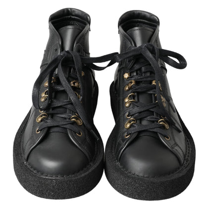 Dolce &amp; Gabbana Black Leather Slip on Stretch Boots