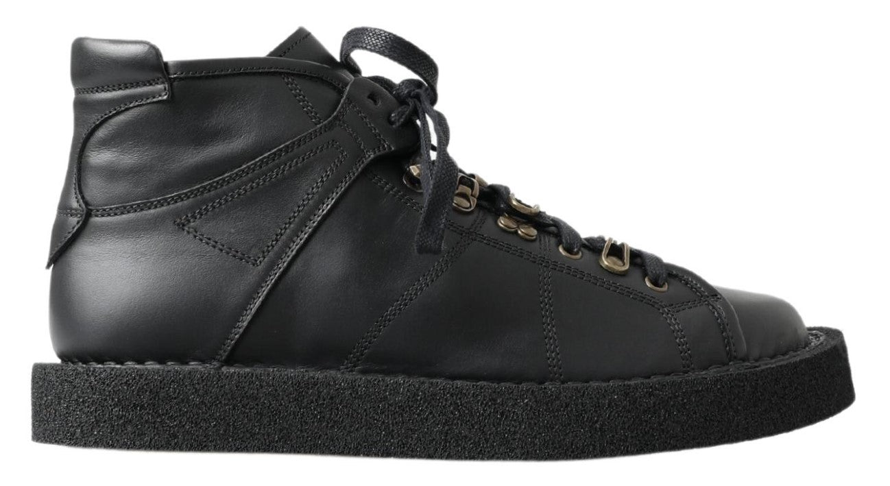 Dolce &amp; Gabbana Black Leather Slip on Stretch Boots
