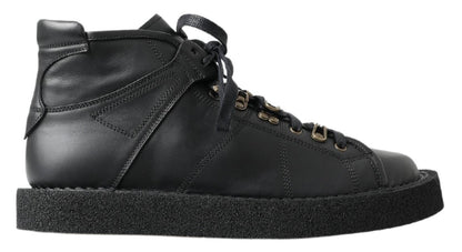 Dolce &amp; Gabbana Black Leather Slip on Stretch Boots