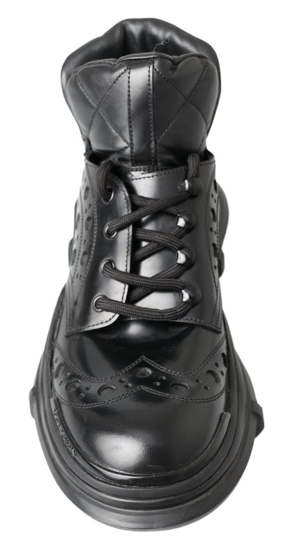 Dolce &amp; Gabbana Black Leather Ankle Casual Boots