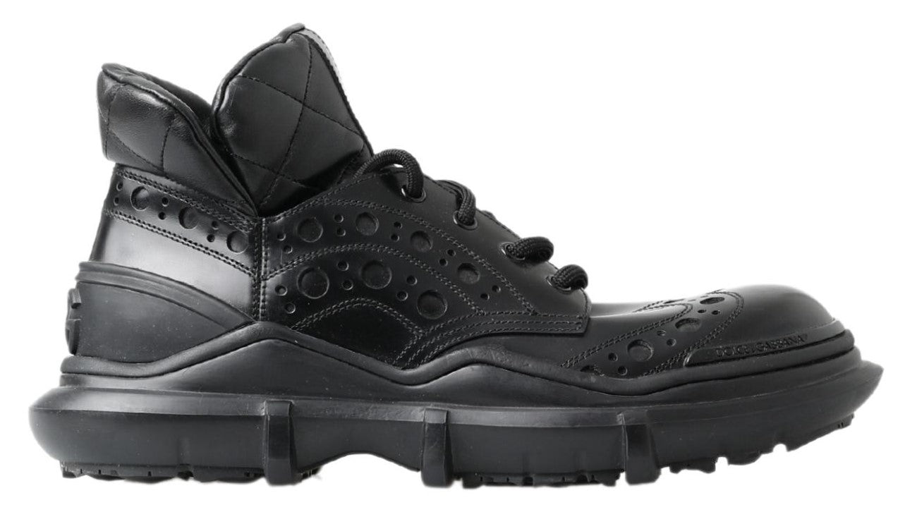 Dolce &amp; Gabbana Black Leather Ankle Casual Boots