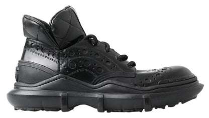 Dolce &amp; Gabbana Black Leather Ankle Casual Boots