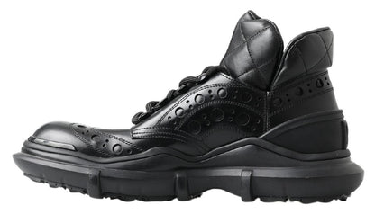 Dolce &amp; Gabbana Black Leather Ankle Casual Boots