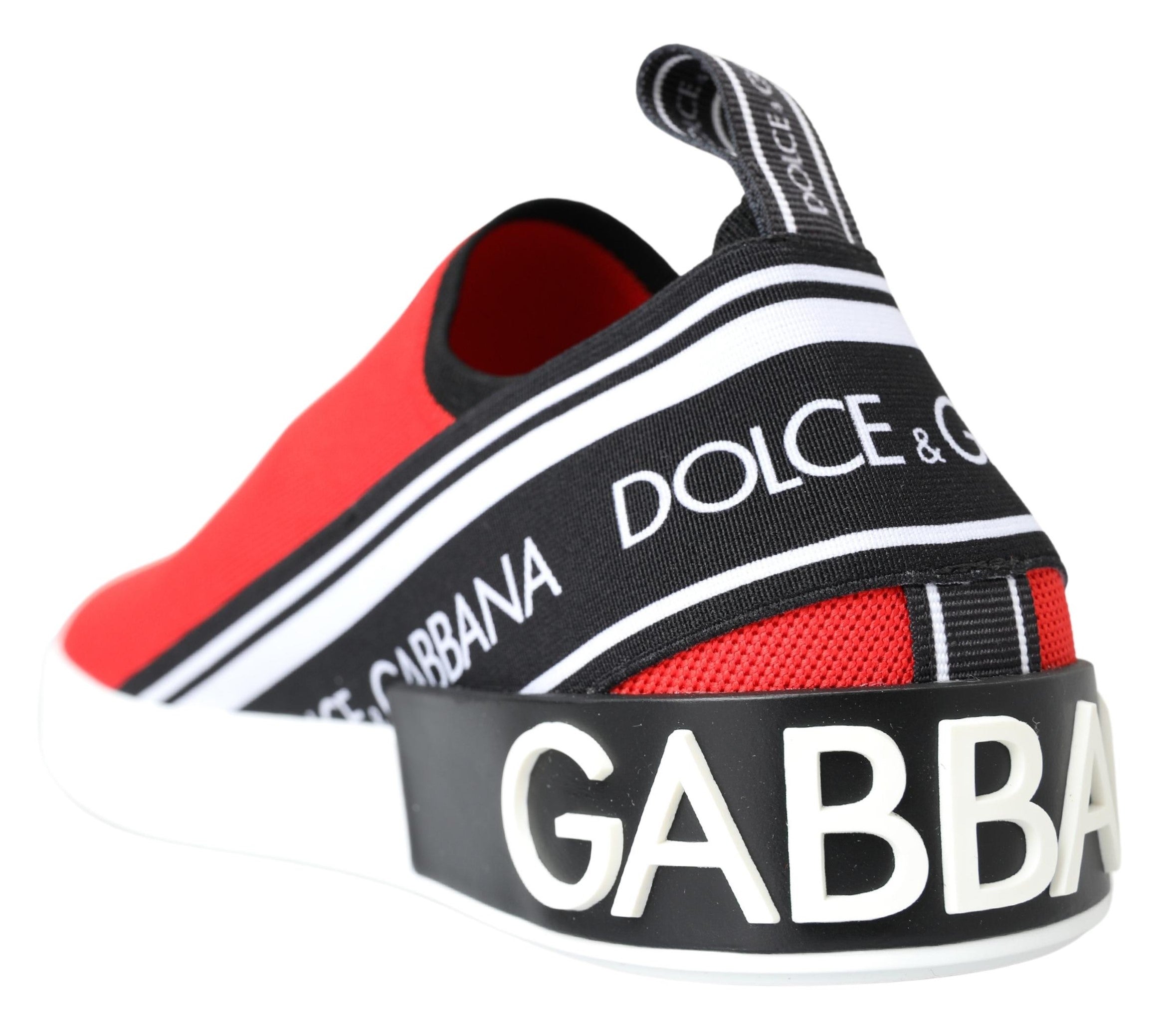 Dolce &amp; Gabbana Red White Flat Sneakers Loafers Shoes
