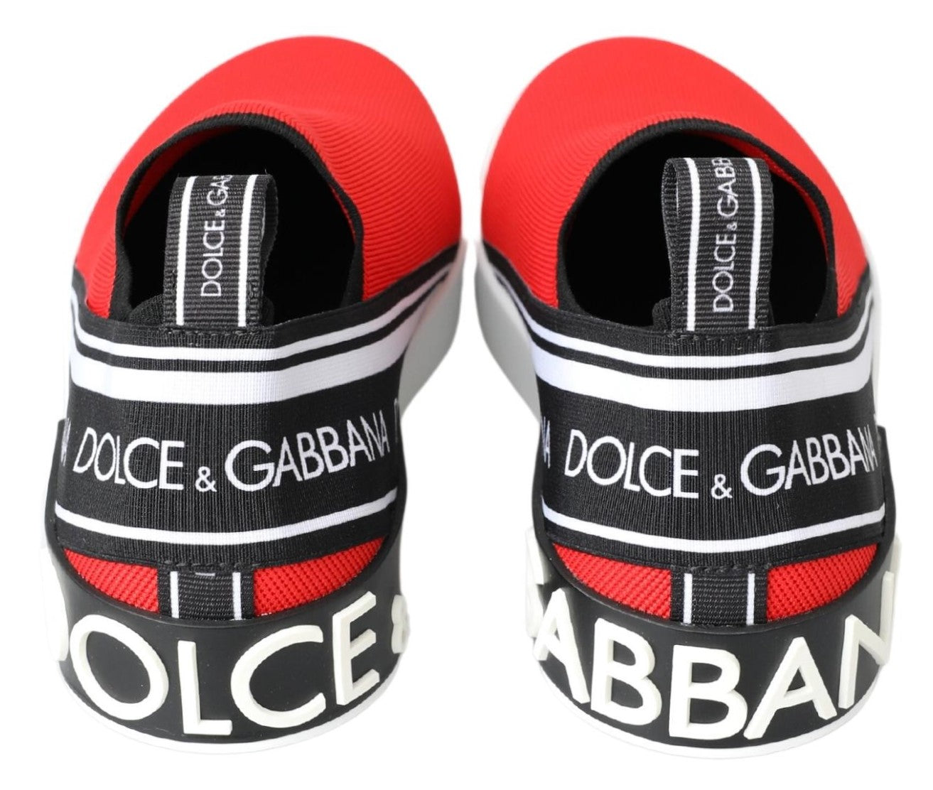 Dolce &amp; Gabbana Red White Flat Sneakers Loafers Shoes