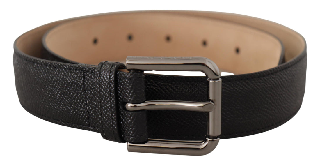 Dolce &amp; Gabbana Black Calf Leather Brown Backend Belt