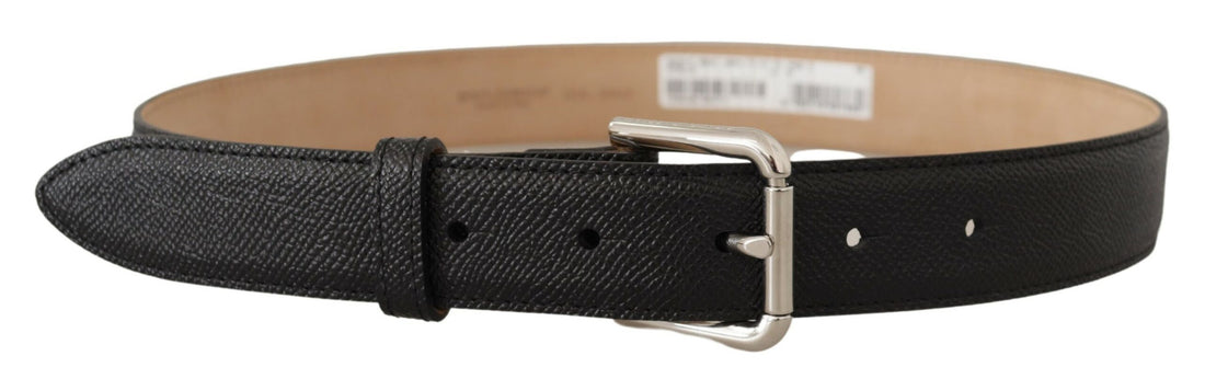 Dolce &amp; Gabbana Black Calf Leather Brown Backend Metal Buckle Belt