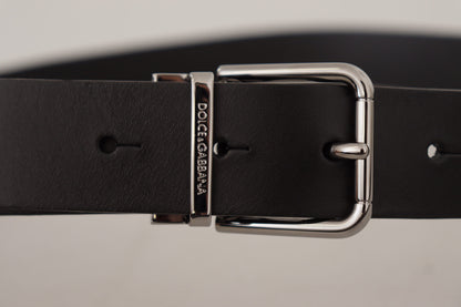 Dolce &amp;amp; Gabbana Svart Casual Kalvskinnsbälte med Logotyp och Metallspänne