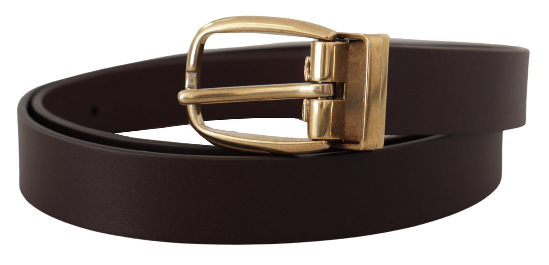 Dolce &amp; Gabbana Dark Brown Calf Leather Gold Tone Metal Buckle