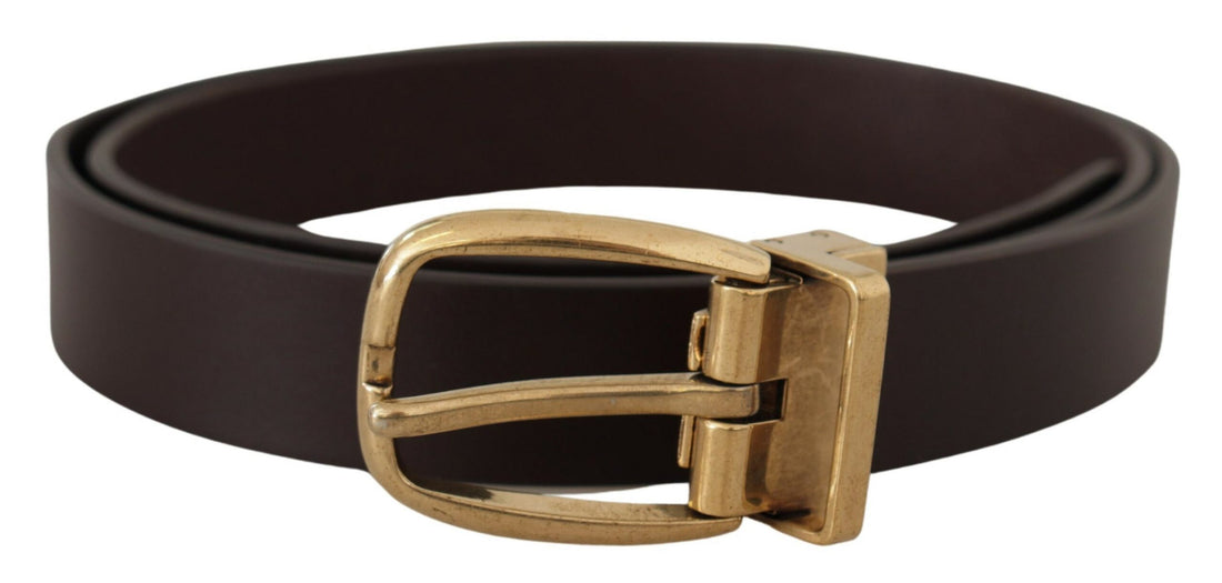 Dolce &amp; Gabbana Dark Brown Calf Leather Gold Tone Metal Buckle