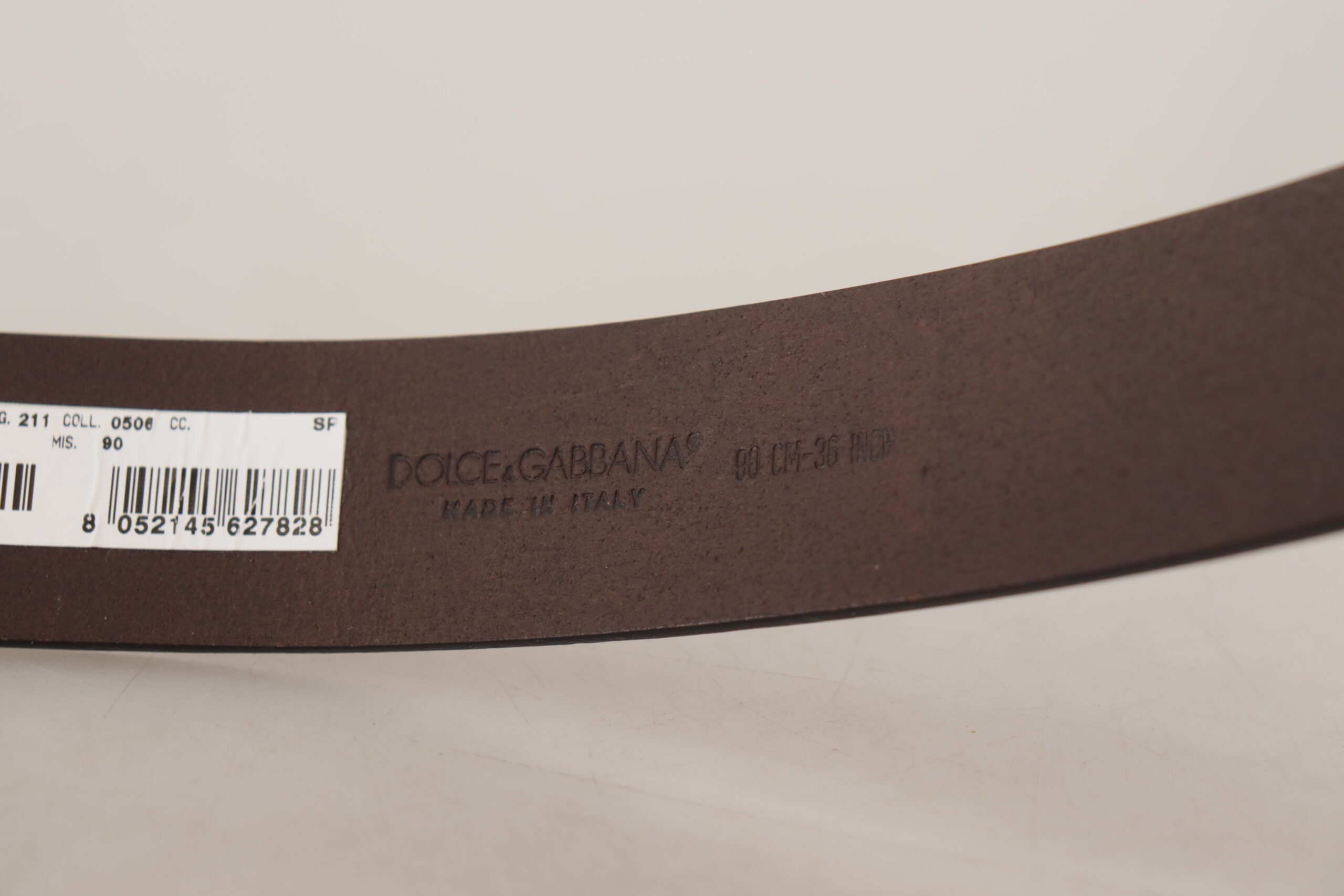 Dolce &amp;amp; Gabbana Brunt Slät Kalvskinnsbälte med Guldfärgat Spänne