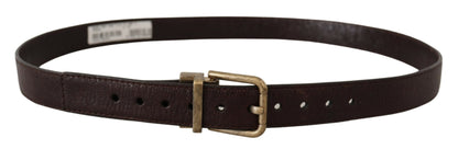 Dolce &amp; Gabbana Brown Calf Leather Vintage Logo Metal Buckle Belt