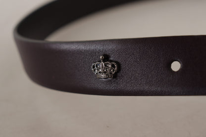 Dolce &amp;amp; Gabbana Mörklila Läderbälte med Box Borchia-spänne