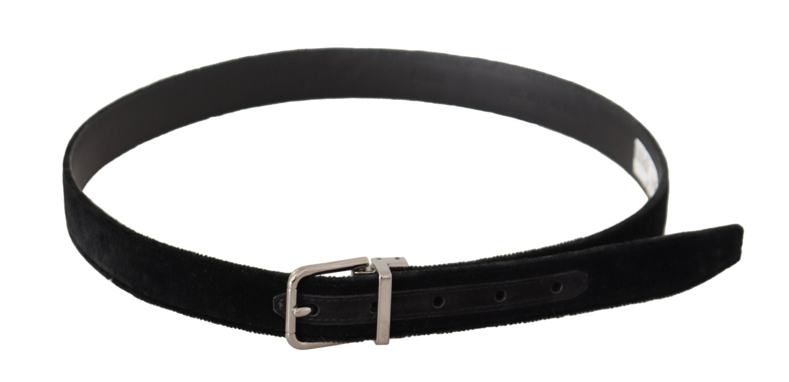 Dolce &amp;amp; Gabbana Svart Casual Sammet Silver Metall Logotypspänne Bälte
