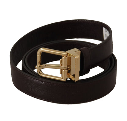 Dolce &amp; Gabbana Brown Leather Gold Metal Buckle Belt