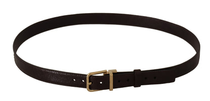 Dolce &amp; Gabbana Brown Leather Gold Metal Buckle Belt