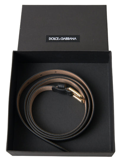Dolce &amp;amp; Gabbana Svart Läderbälte med Guldfärgat Metallspänne