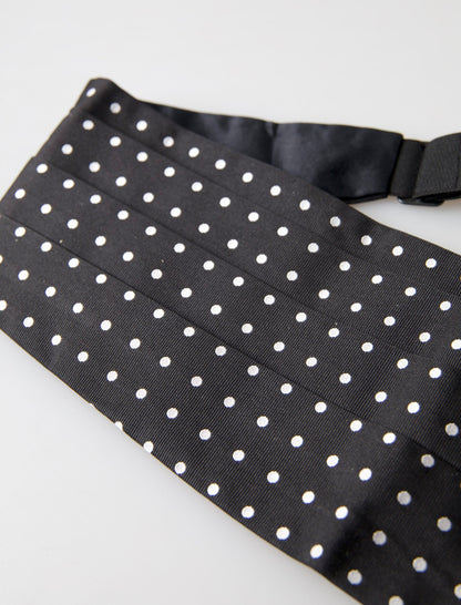 Dolce &amp;amp; Gabbana Svart Sidenpolka Midja Smokingbälte Gördel