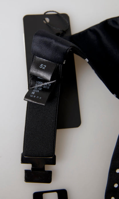 Dolce &amp;amp; Gabbana Svart Sidenpolka Midja Smokingbälte Gördel