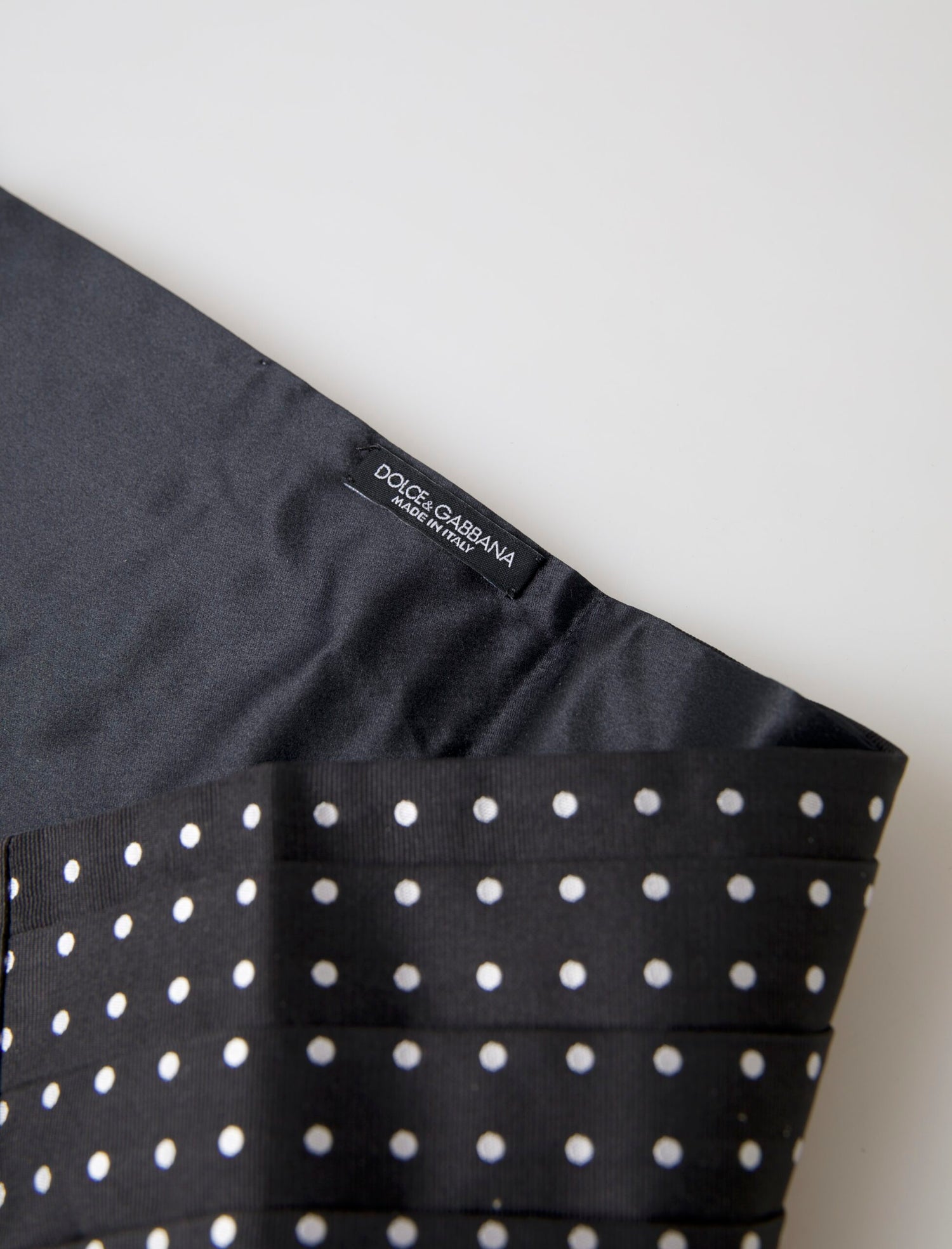 Dolce &amp;amp; Gabbana Svart Sidenpolka Midja Smokingbälte Gördel