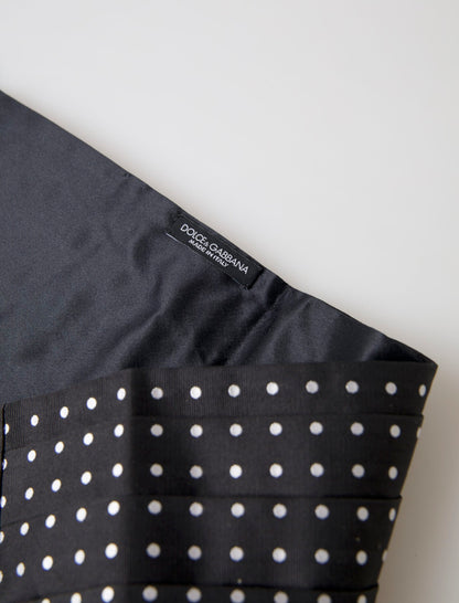 Dolce &amp;amp; Gabbana Svart Sidenpolka Midja Smokingbälte Gördel
