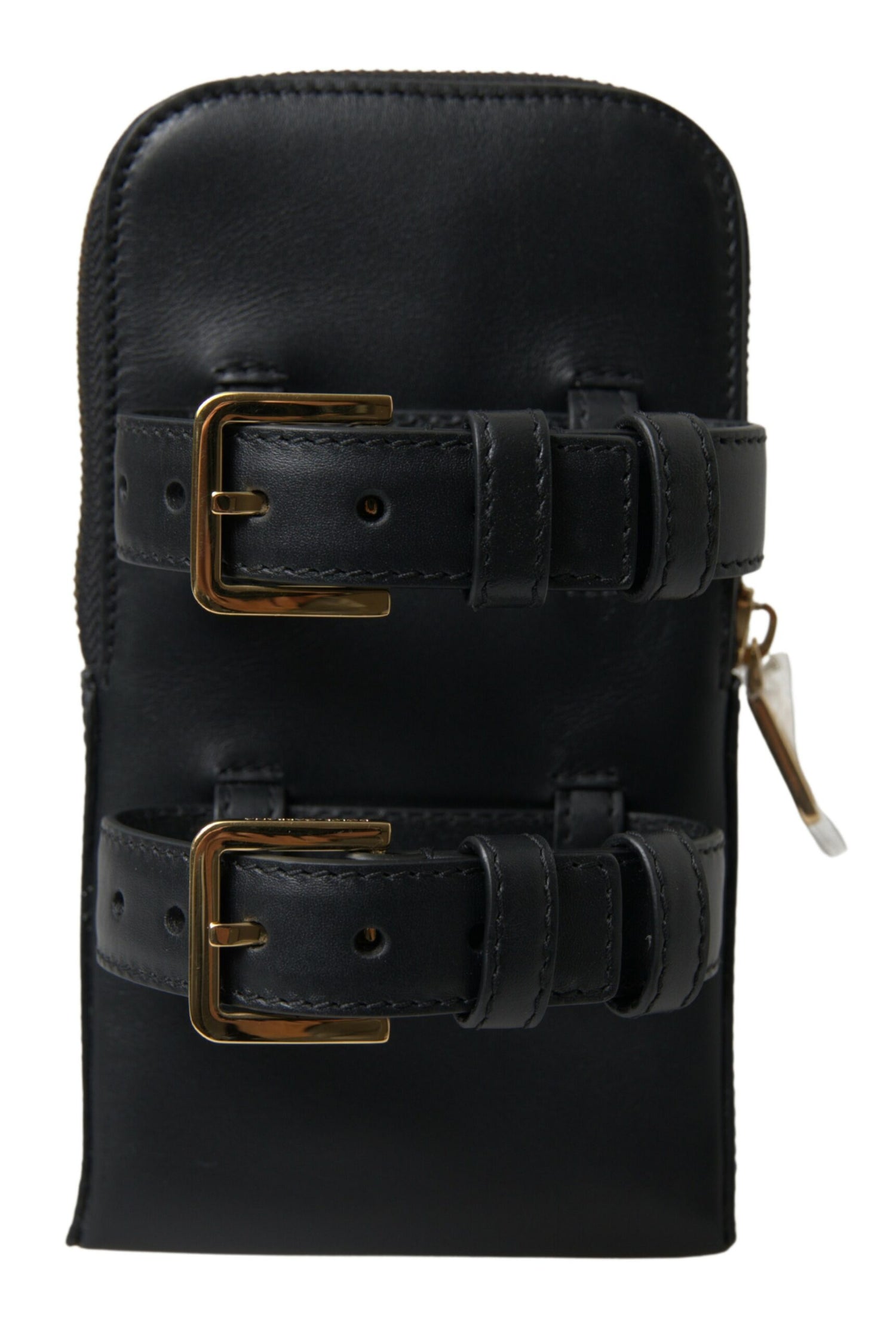 Dolce &amp;amp; Gabbana svart läderväska för män med dubbelt bälte och armband