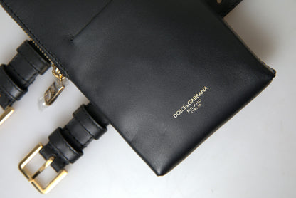 Dolce &amp;amp; Gabbana svart läderväska för män med dubbelt bälte och armband