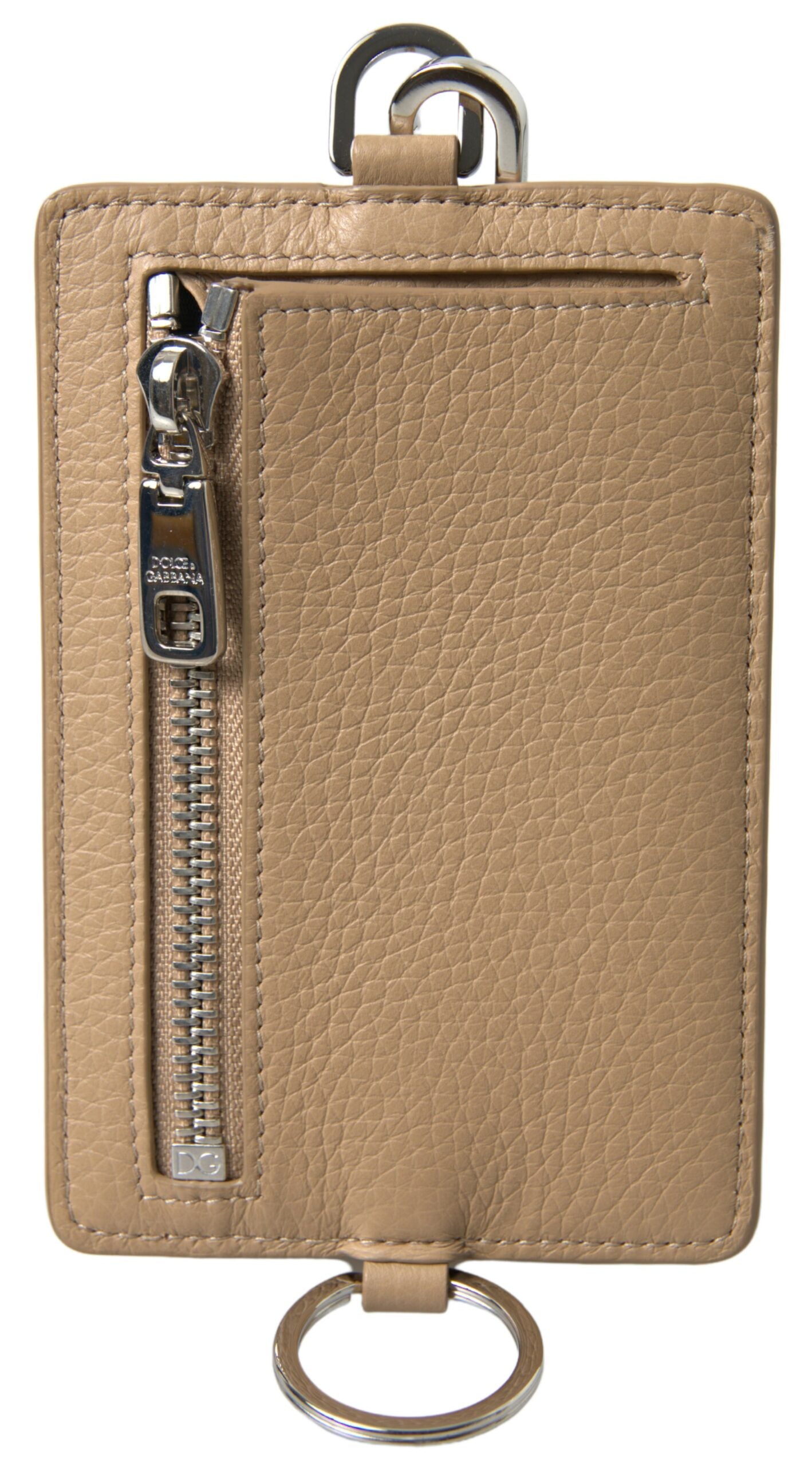 Dolce &amp;amp; Gabbana Beige Läderkorthållare Med Logotyp Herrplånbok