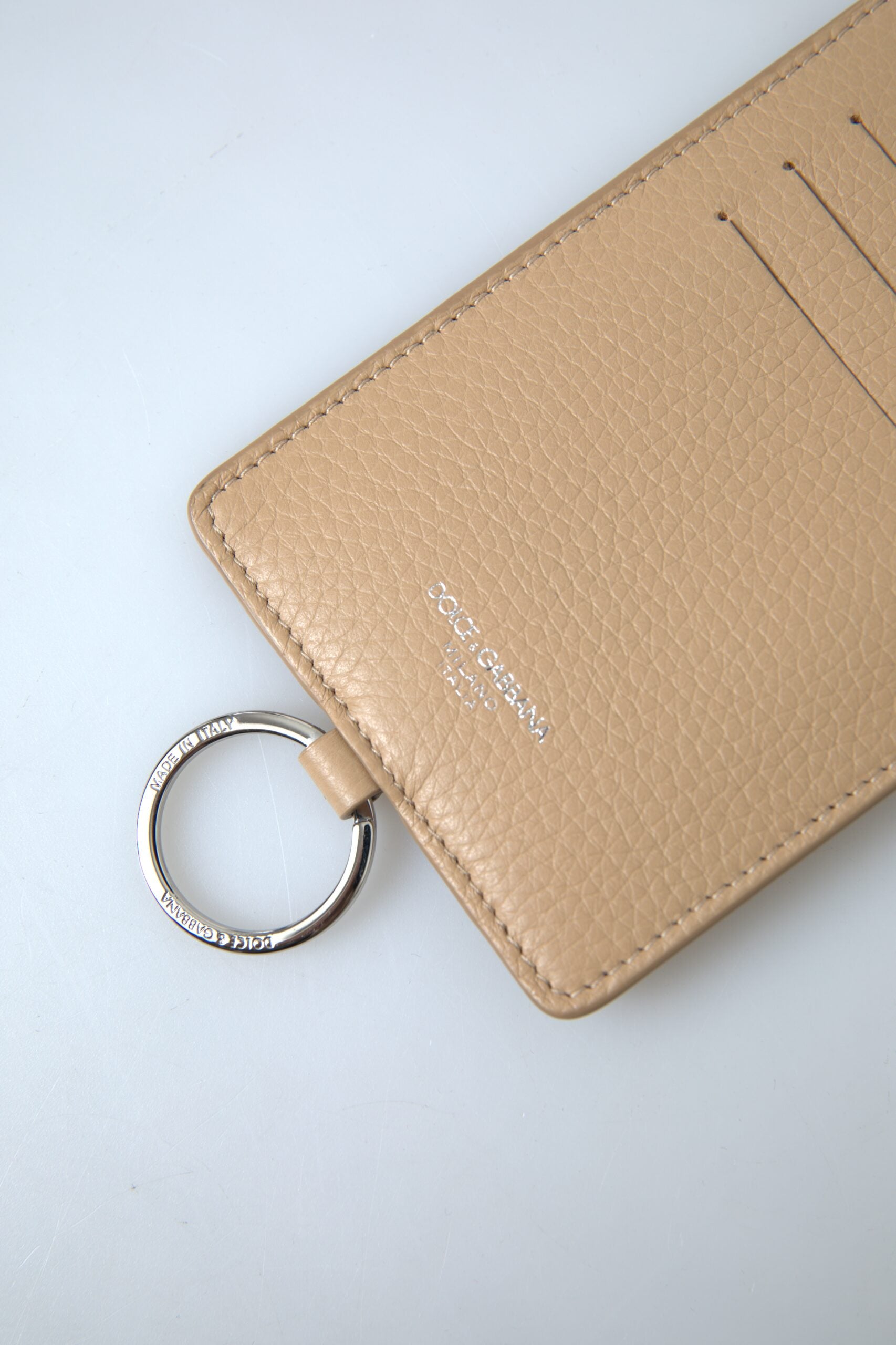Dolce &amp;amp; Gabbana Beige Läderkorthållare Med Logotyp Herrplånbok