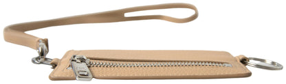 Dolce &amp;amp; Gabbana Beige Läderkorthållare Med Logotyp Herrplånbok