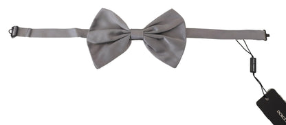 Dolce &amp;amp; Gabbana Fluga Herr Silvergrå Siden Justerbar Halsringning Papillon