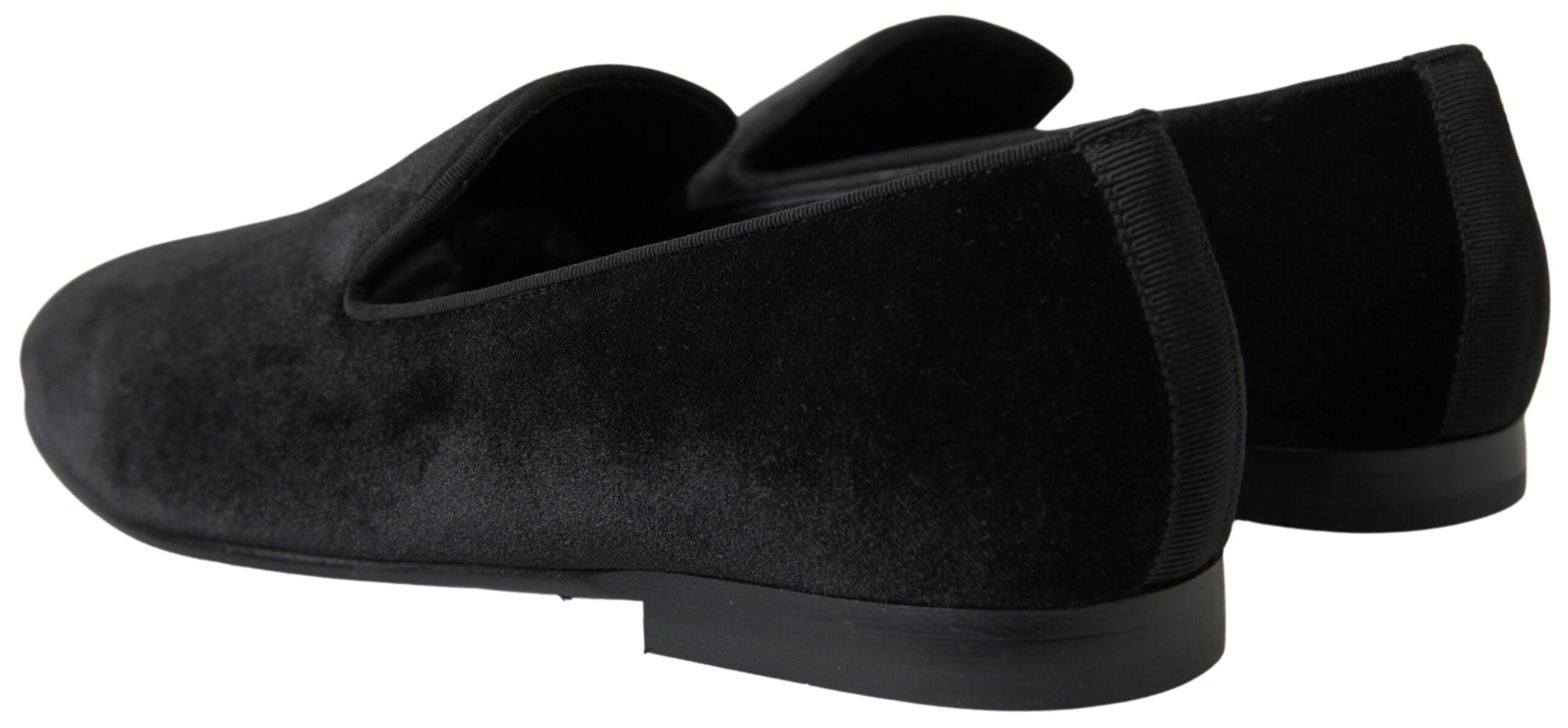 Dolce &amp; Gabbana Black Velvet Loafers Formal Shoes