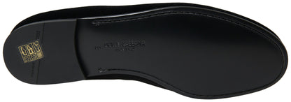 Dolce &amp; Gabbana Black Velvet Loafers Formal Shoes