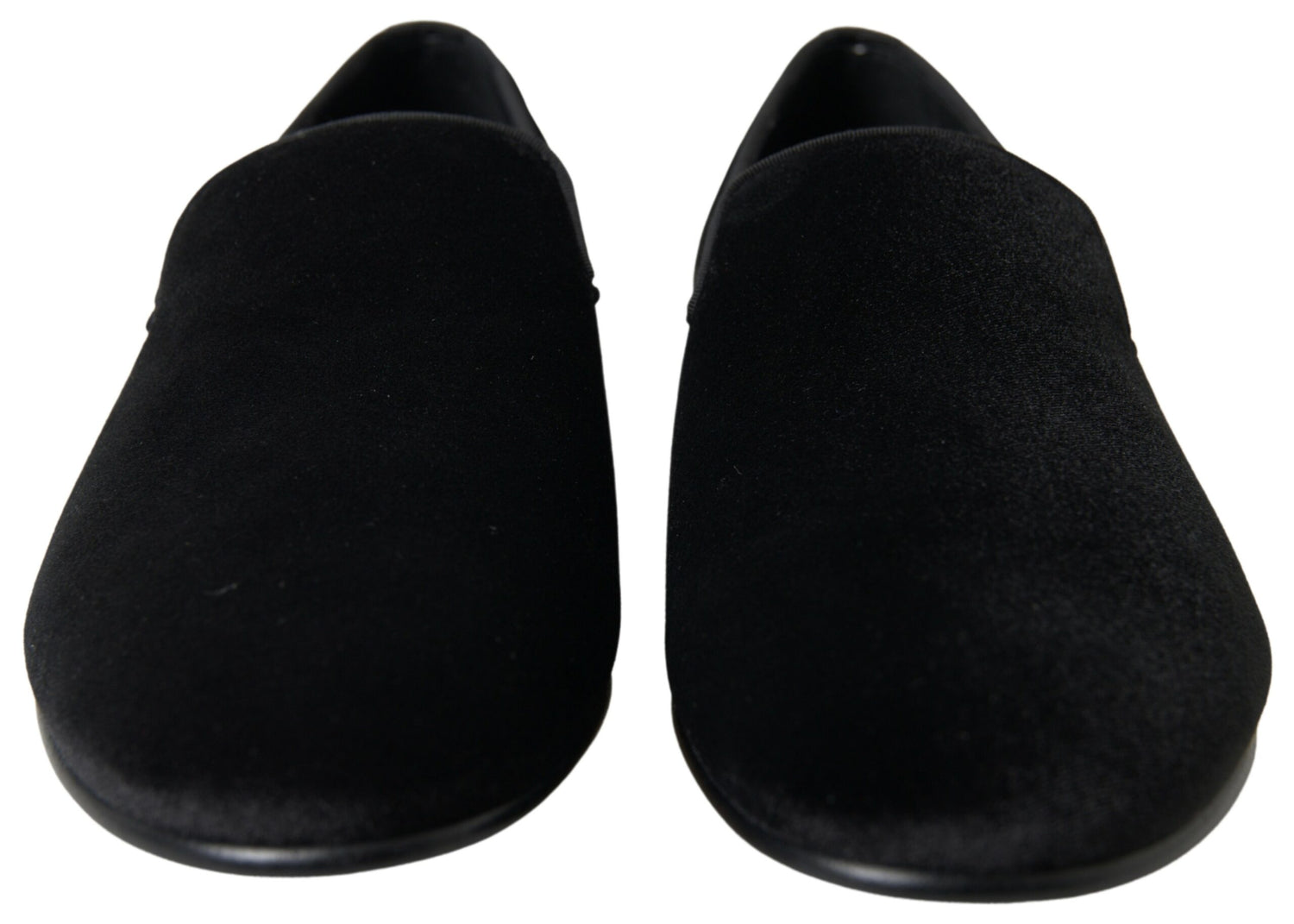 Dolce &amp; Gabbana Black Velvet Loafers Formal Shoes