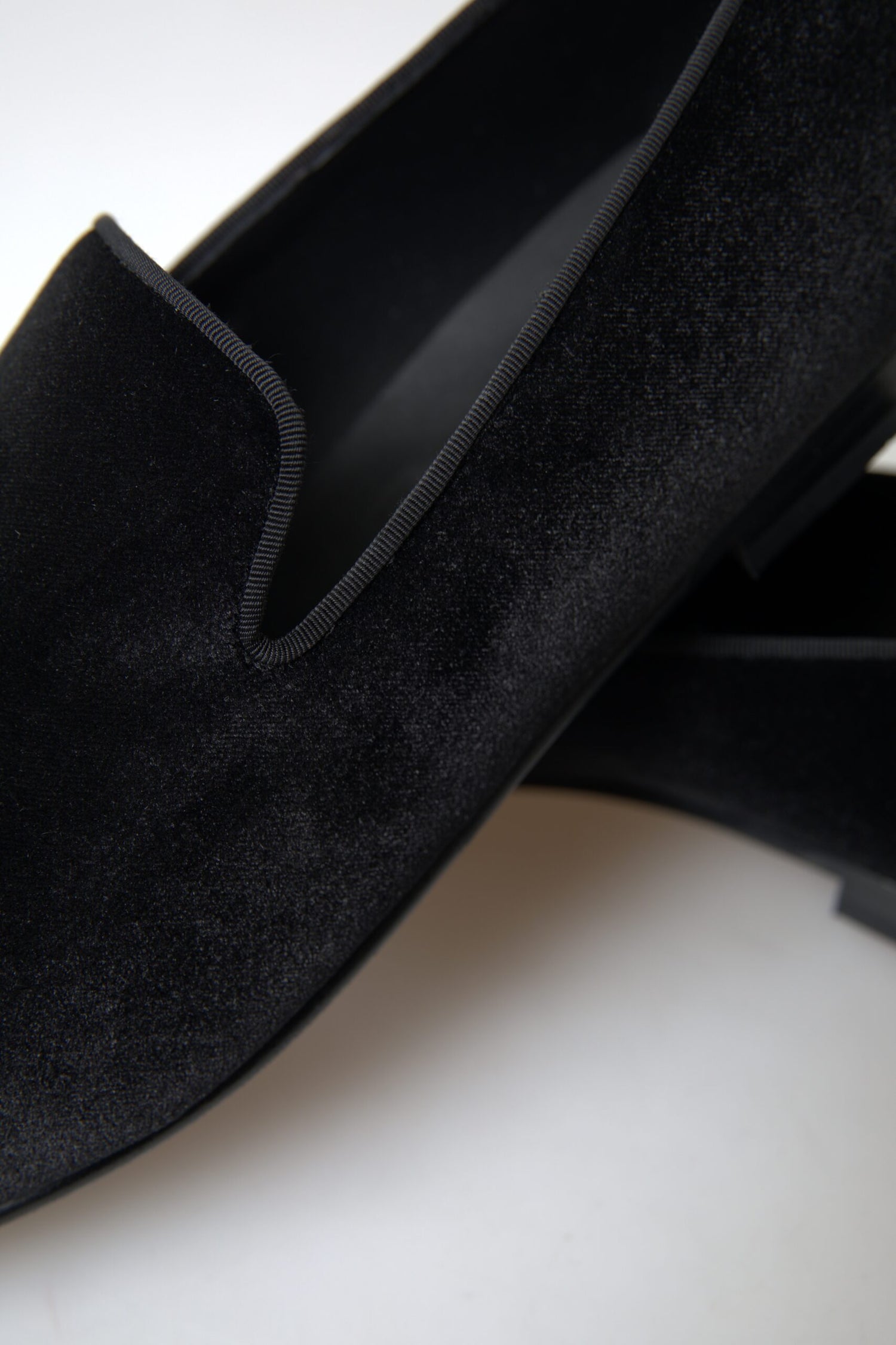 Dolce &amp; Gabbana Black Velvet Loafers Formal Shoes