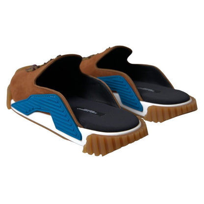 Dolce &amp; Gabbana Brown Suede Crown Logo NS1 Slides Sandals