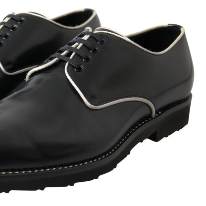 Dolce &amp; Gabbana Black White Leather Formal Shoes