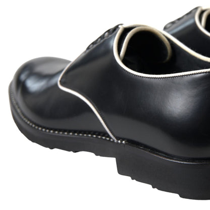 Dolce &amp; Gabbana Black White Leather Formal Shoes
